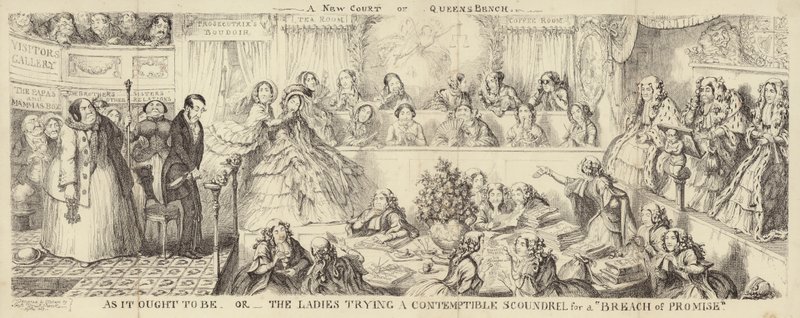 Eine satirische Karikatur der Queens Bench von George Cruikshank