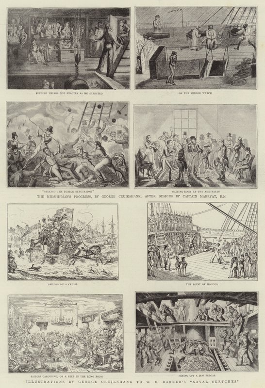 Humorvolle Kunst auf der Royal Naval Exhibition von George Cruikshank