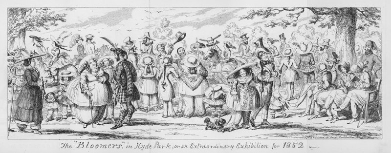 Die "Bloomers" im Hyde Park, oder eine außergewöhnliche Ausstellung für 1852 von George Cruikshank