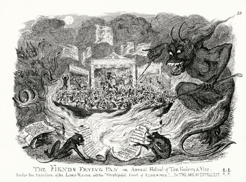 Die Teufelspfanne oder das jährliche Fest der Narrheit und des Lasters unter der Schirmherrschaft des Lord Mayor und des ehrwürdigen Hofes der Aldermen! Im Zeitalter des Intellekts!! von George Cruikshank