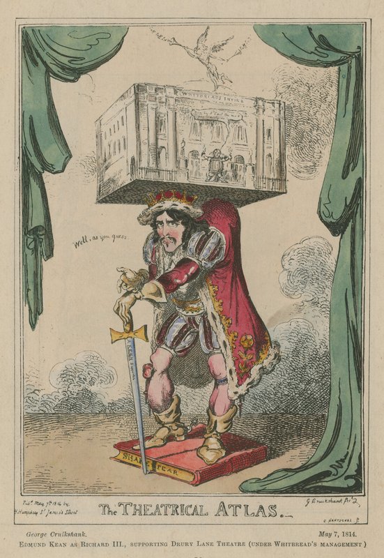 Der Theatralische Atlas: Edmund Kean als Richard III von George Cruikshank
