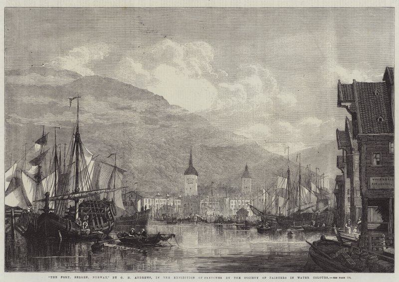Der Hafen, Bergen, Norwegen von George Henry Andrews