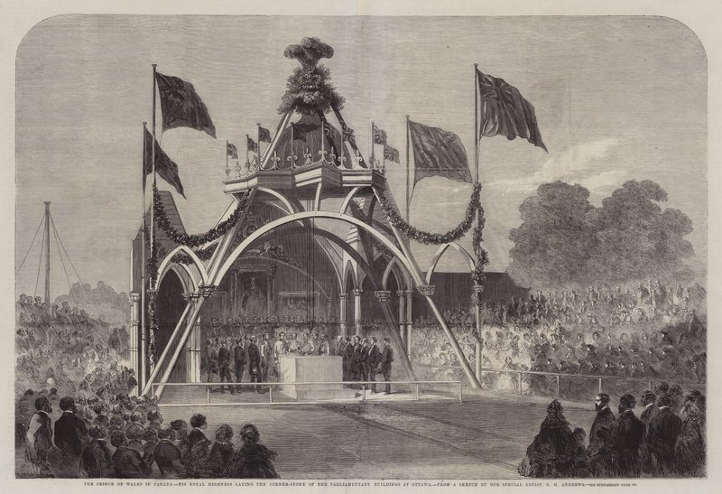 Der Prinz von Wales in Kanada, Seine Königliche Hoheit legt den Grundstein der Parlamentsgebäude in Ottawa von George Henry Andrews