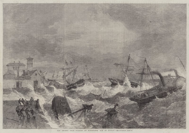 Der jüngste Sturm, Schiffswracks in Kingstown, Bucht von Dublin von George Henry Andrews