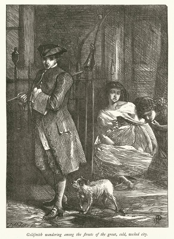Goldsmith wandert durch die Straßen der großen, kalten, bösen Stadt von George John Pinwell