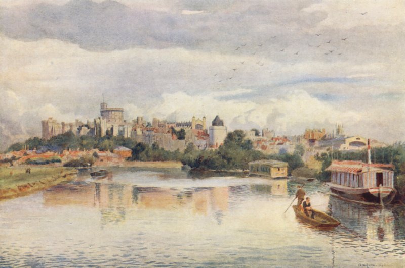 Windsor vom Fluss aus (Farblithographie) von George Moore Henton
