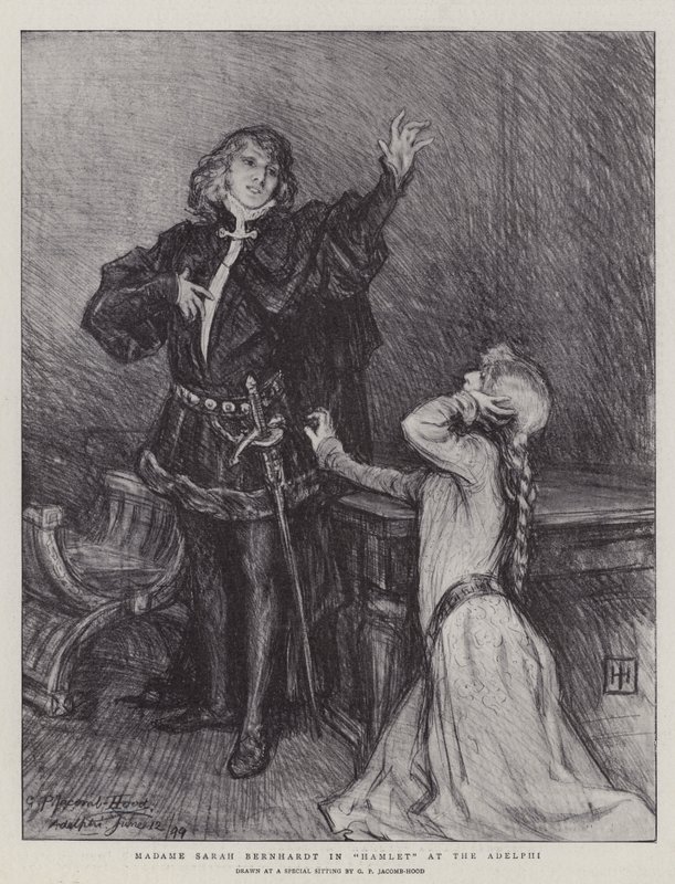 Madame Sarah Bernhardt in Hamlet im Adelphi von George Percy Jacomb-Hood