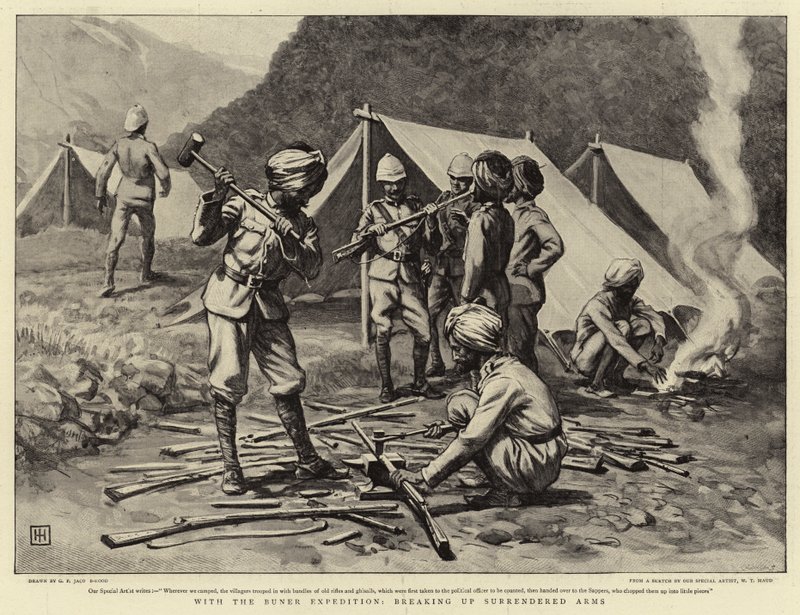 Mit der Buner-Expedition, Waffenübergabe von George Percy Jacomb Hood