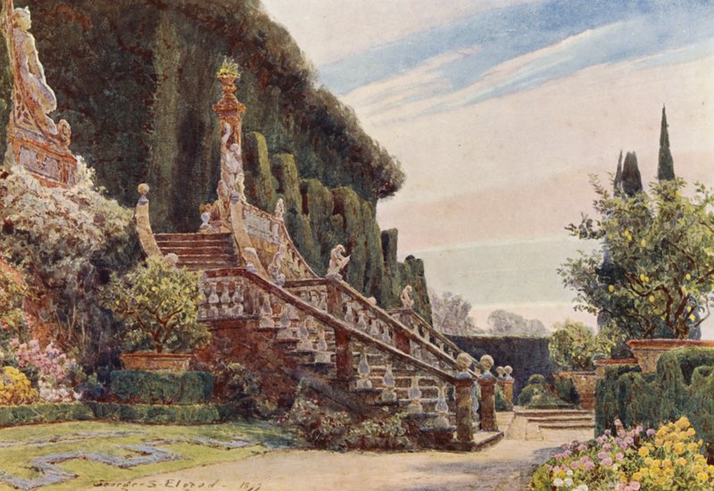 Italienische Gärten: Die große Treppe, Villa Garzoni von George Samuel Elgood