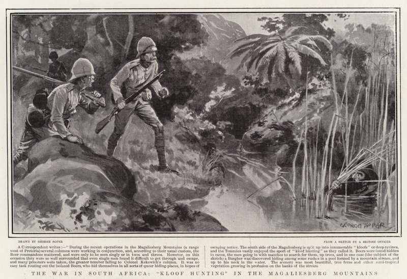 Der Krieg in Südafrika, Kloof-Jagd in den Magaliesberg-Bergen von George Soper
