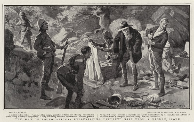 Der Krieg in Südafrika, Auffüllen erschöpfter Kits aus verstecktem Vorrat von George Soper