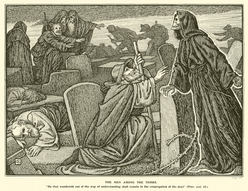 Die Männer unter den Gräbern (Gravur) von George Woolliscroft Rhead