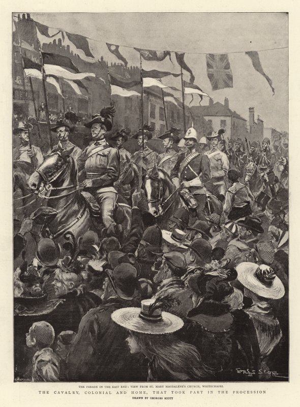 Die Kavallerie, Kolonial und Heimisch, die an der Prozession teilnahm von Georges Bertin Scott