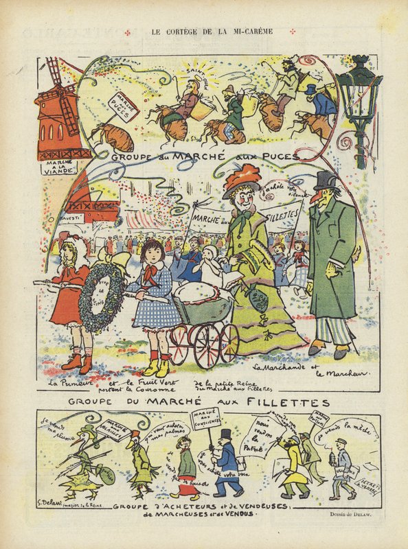 Die Mittfastenprozession. Illustration für Le Rire von Georges Delaw
