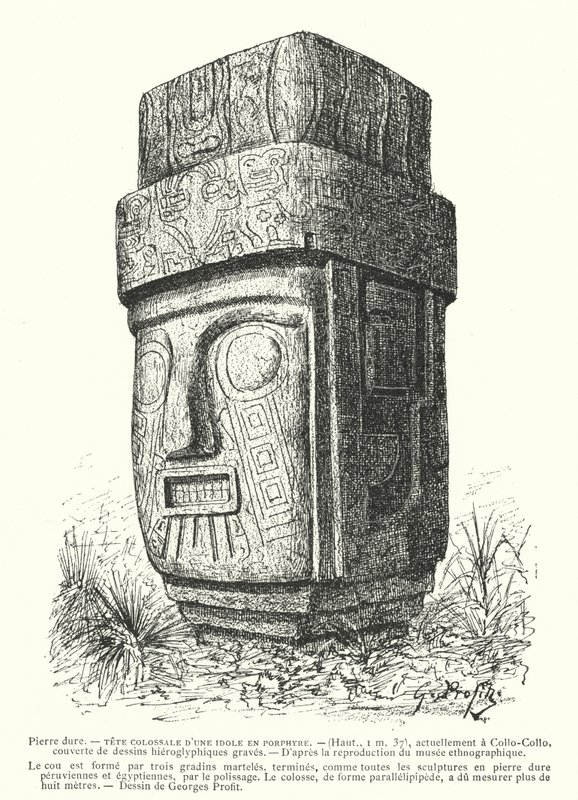 Kolossales geschnitztes Porphyr-Inka-Idol von Georges Ernest Profit