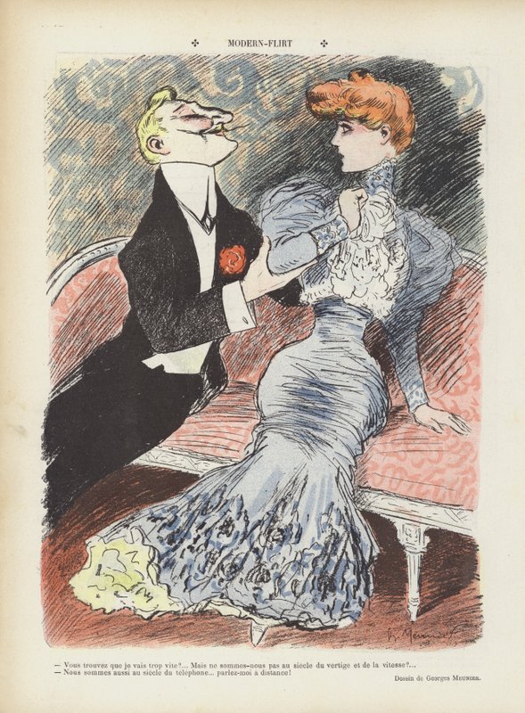 Modernes Flirten. Illustration für Le Rire von Georges Meunier
