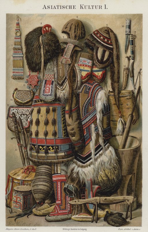 Asiatische kulturelle Artefakte von German School