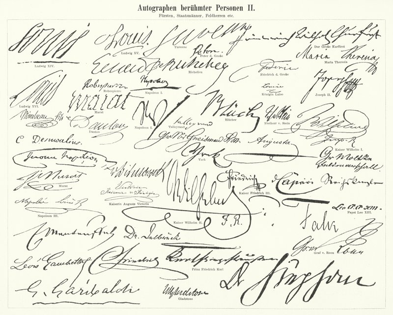 Autogramme berühmter Personen: Staatsmänner, Prinzen, Generäle usw. von German School