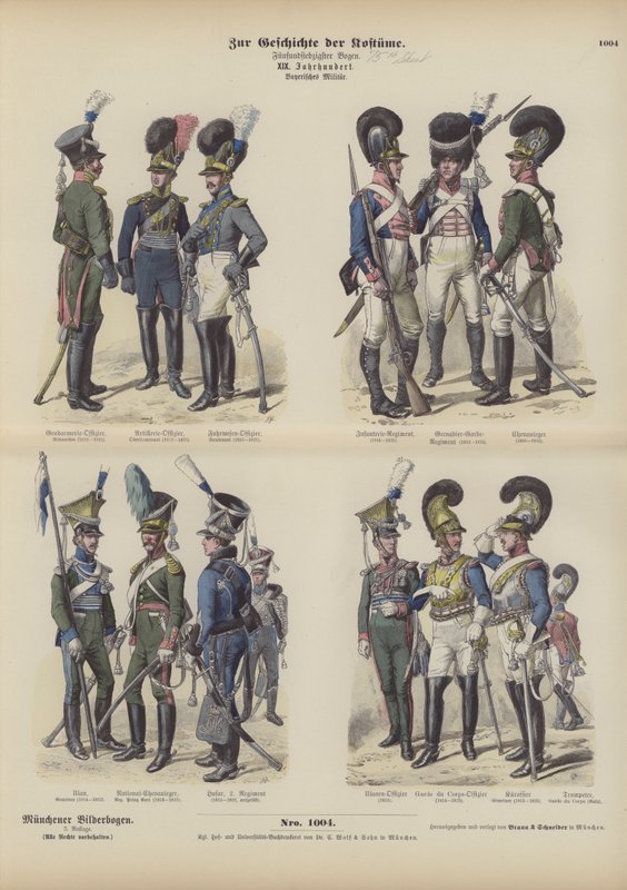Bayerische Militäruniformen, frühes 19. Jahrhundert von German School