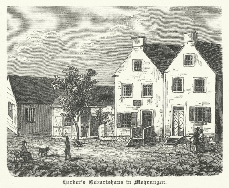 Geburtsort des deutschen Autors, Philosophen und lutherischen Theologen Johann Gottfried von Herder, Mohrungen (Stich) von German School
