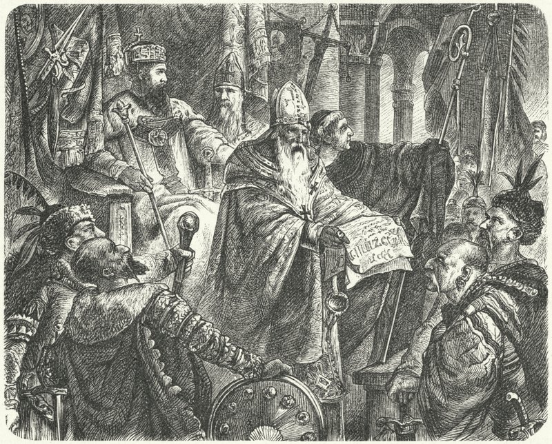 Kasimir III. von Polen verkündet das Statut von Wislica von German School