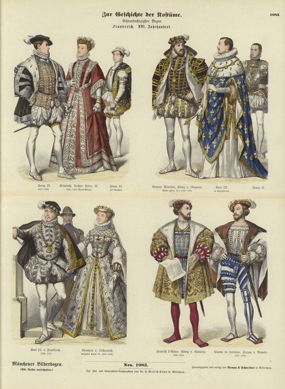 Kostüme der französischen Königsfamilie und des Adels, 16. Jahrhundert von German School