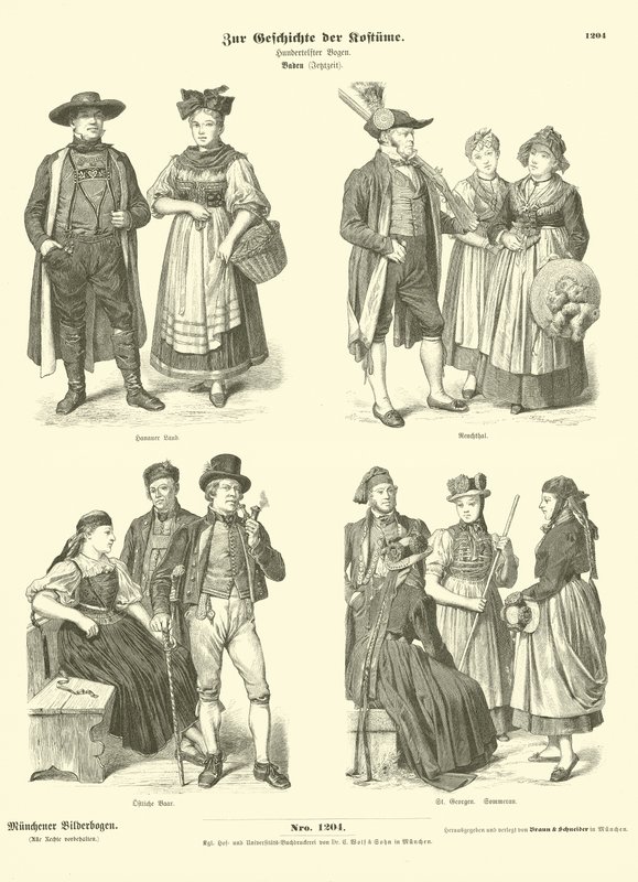 Kostüme aus Baden, Deutschland, 19. Jahrhundert von German School