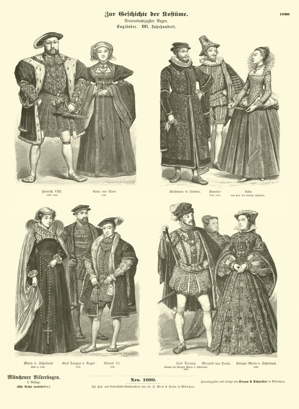 Kostüme des englischen und schottischen Königshauses und Adels, 16. Jahrhundert von German School