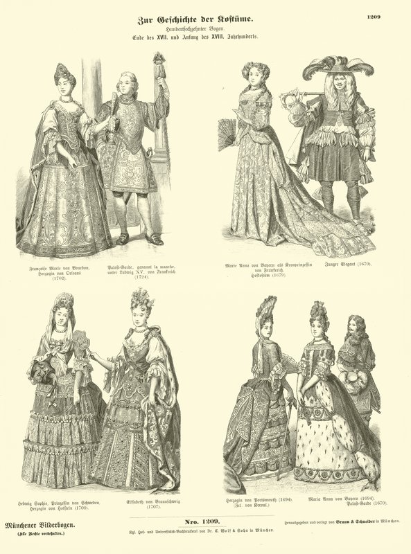 Kostüme des Königshauses und des Adels, spätes 17. und frühes 18. Jahrhundert von German School