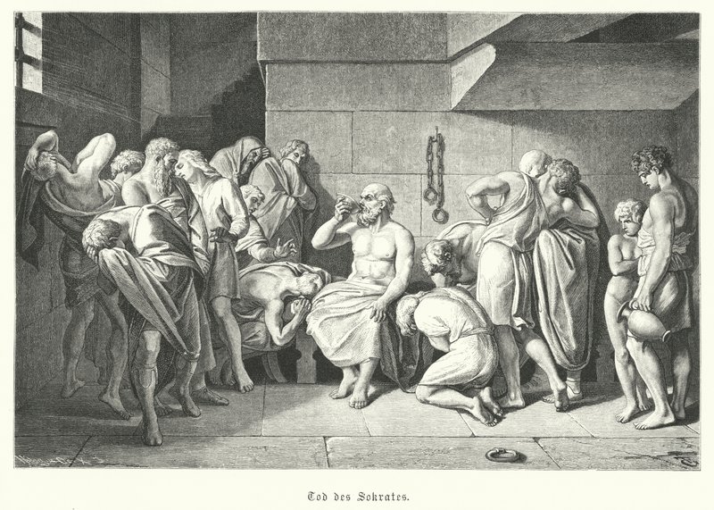 Tod des antiken griechischen Philosophen Sokrates, 399 v. Chr. von German School