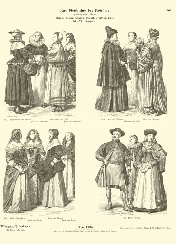 Niederländische, böhmische, spanische, englische, französische und polnische Kostüme, 16. - 17. Jahrhundert von German School