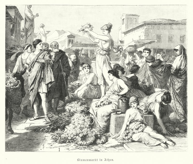 Blumenmarkt in Athen, Antikes Griechenland von German School