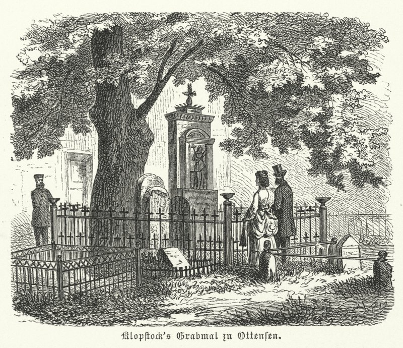 Grab des deutschen Dichters Friedrich Gottlieb Klopstock, Ottensen, Hamburg (Stich) von German School