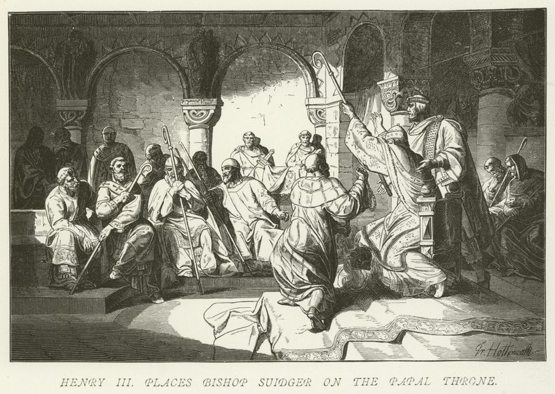 Heinrich III. setzt Bischof Suidger auf den päpstlichen Thron von German School