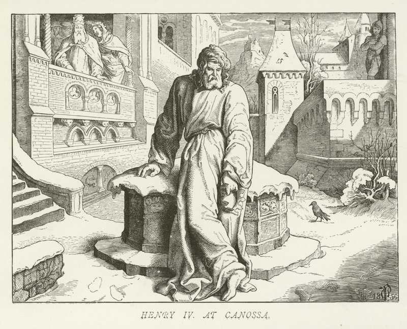 Heinrich IV. in Canossa von German School