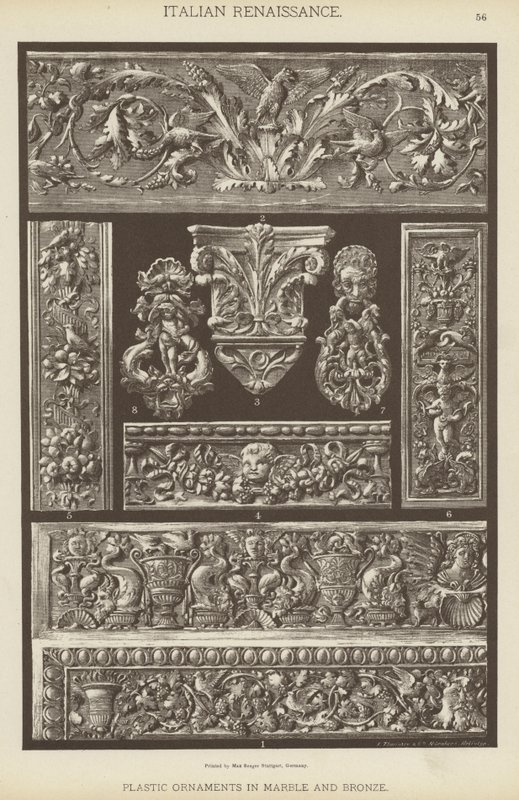 Italienische Renaissance, plastische Ornamente in Marmor und Bronze von German School