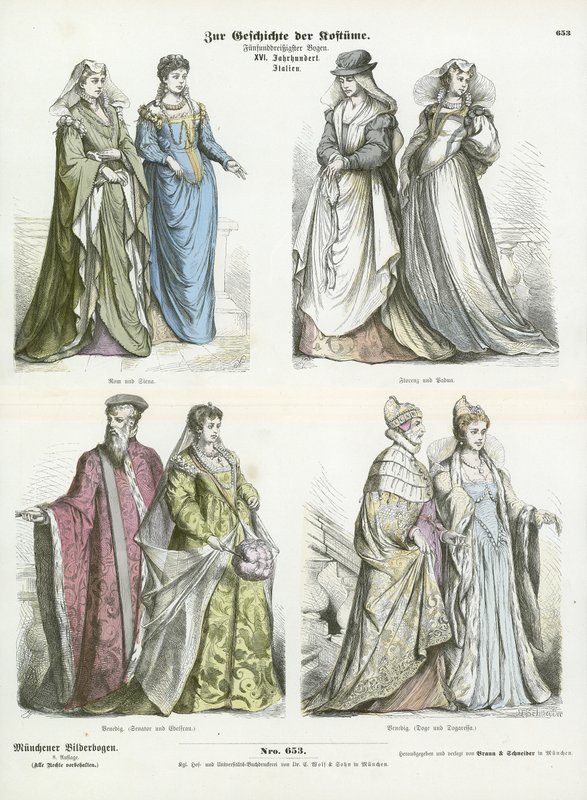 Italienische Kostüme, 16. Jahrhundert von German School