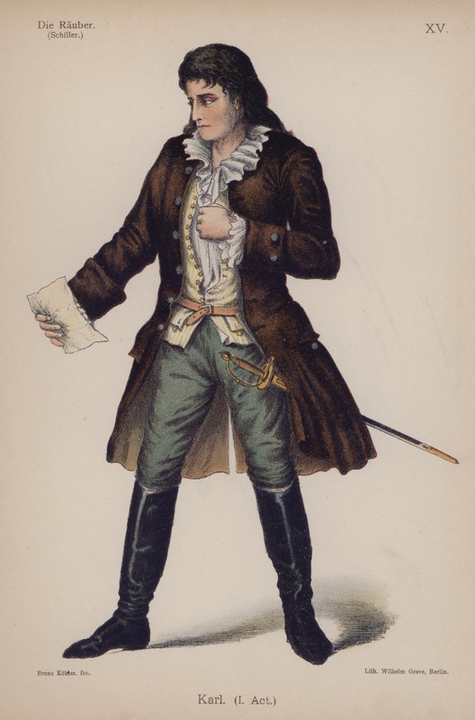 Karl, aus Die Räuber von Friedrich Schiller (Farblitho) von German School