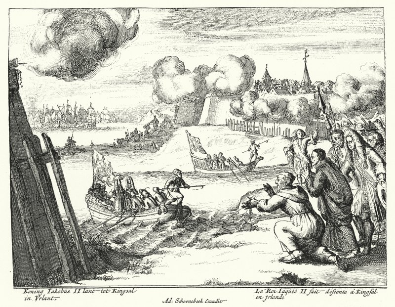 König Jakob II. von England landet in Kinsale, Irland von German School