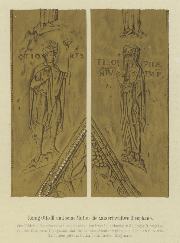 König Otto III. und seine Mutter Theophania, Kaiserin von Otto II., Heiliges Römisches Reich von German School