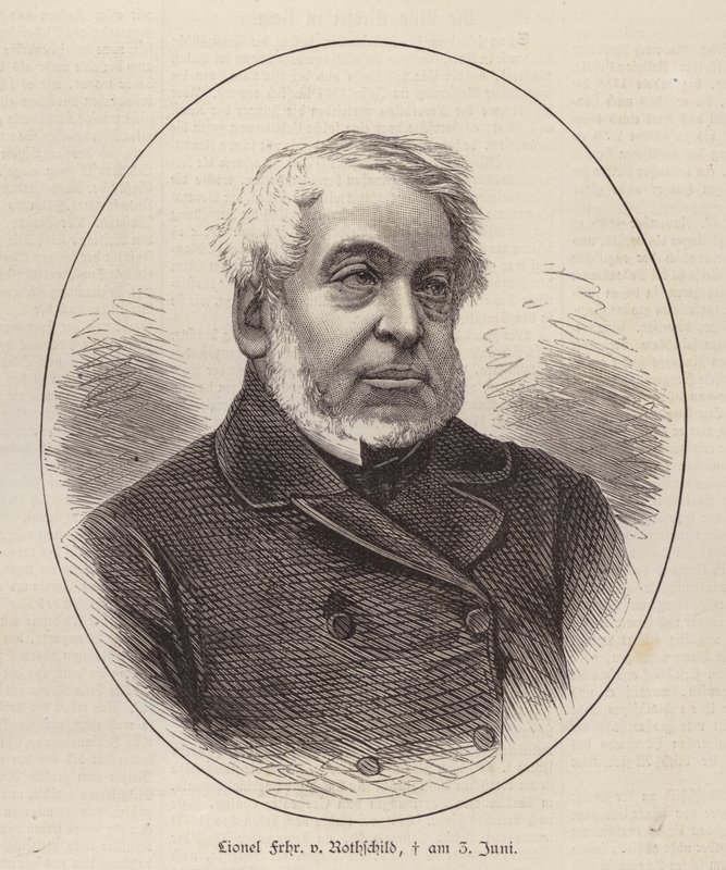Lionel de Rothschild, britischer Bankier, Politiker und Philanthrop (Stich) von German School