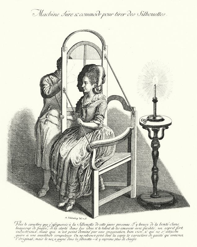 Maschine zur Erstellung von Silhouetten (Stich) von German School