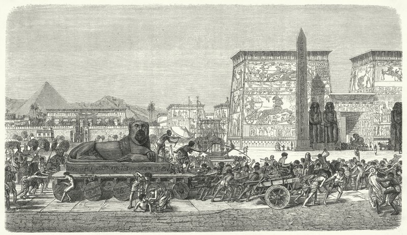 Transport einer Statue im alten Ägypten von German School