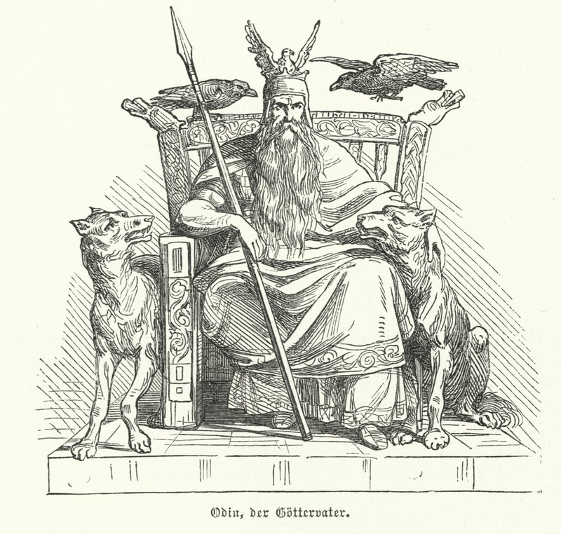 Odin, Gott der nordischen Mythologie (Gravur) von German School