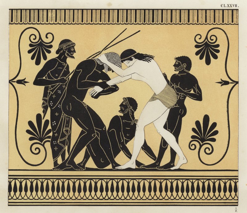 Peleus und Atalanta ringen von German School