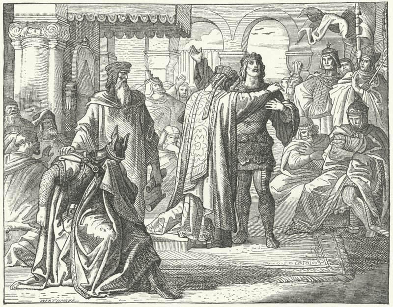 Versöhnung des Heiligen Römischen Kaisers Heinrich VI. und Richard Löwenherz von German School