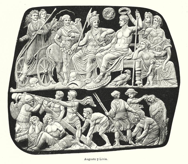 Römischer Kaiser Augustus und seine dritte Frau Livia von German School