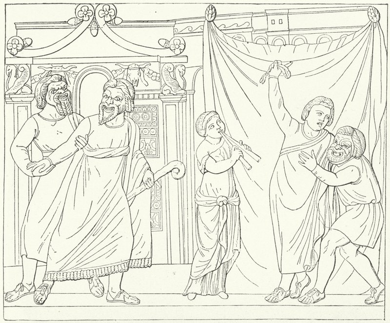 Römische Theaterszene, möglicherweise aus Andria, einem Stück von Terenz (Gravur) von German School