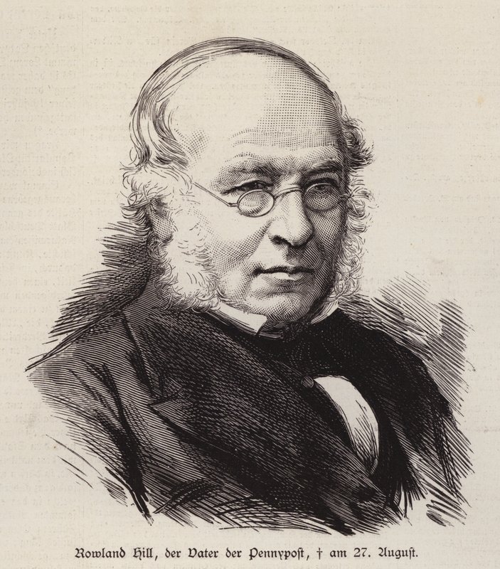Rowland Hill, britischer Reformator des Postwesens und Erfinder der Briefmarke von German School