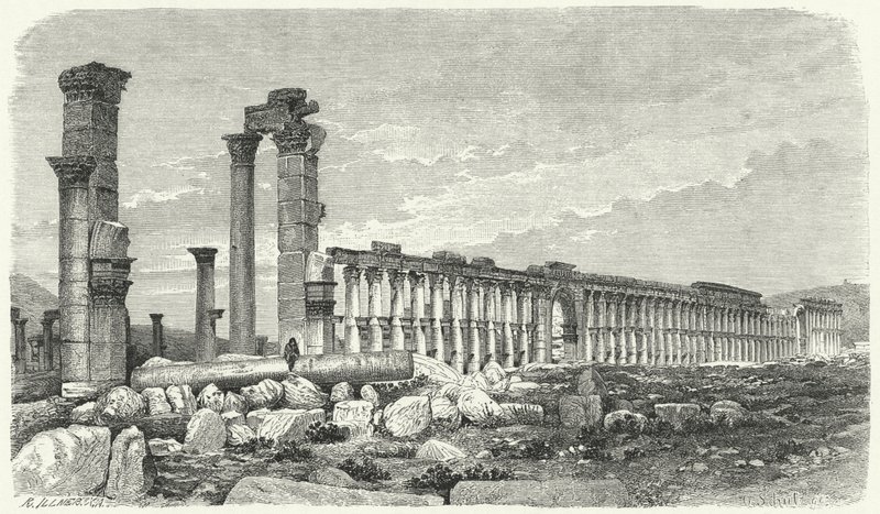Ruinen der Stadt Palmyra, Syrien (Gravur) von German School